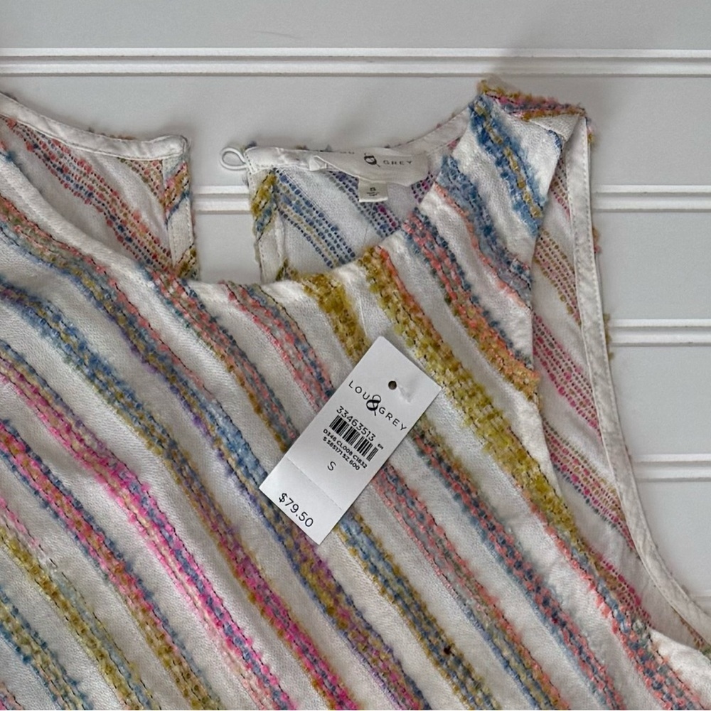 Lou & Grey Rainbow Stripe Swing Dress Cotton Blend Sleeveless Small NEW 1358 - Picture 4 of 4